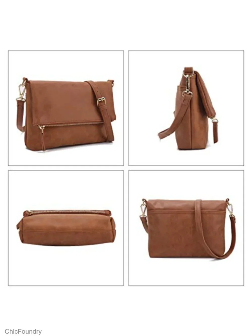 Lightweight Crossbody Bag Vegan PU Leather Detachable Strap Wristlet